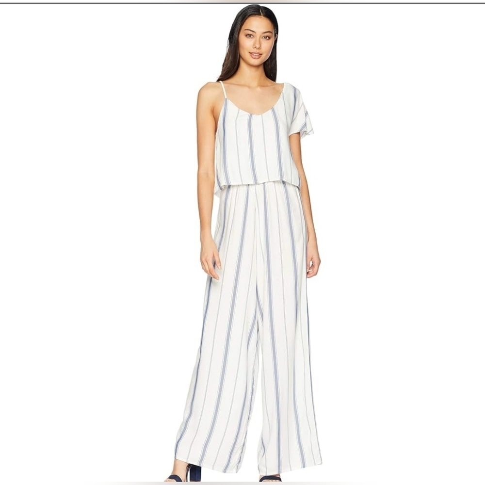 Roxy Striped Cold‎ Shoulder Culotte Jumpsuit Size XL Women's Cotton